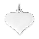 14K White Gold Plain .018 Gauge Engraveable Heart Disc Charm